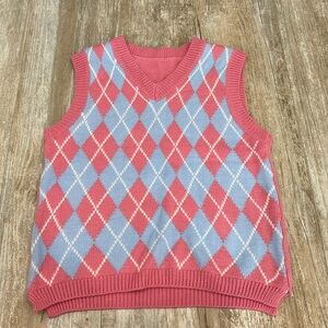 Vintage Blue and pink argyle knit sweater vest